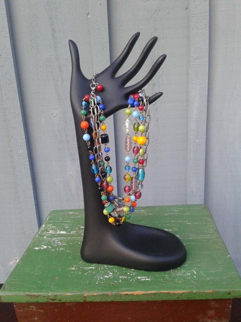Vintage Beaded Multi Stranded Choker Necklace