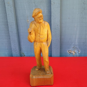 Quebec Wood Carving Sculpture Signed Caron St. Jean  Port Jolie Quebec