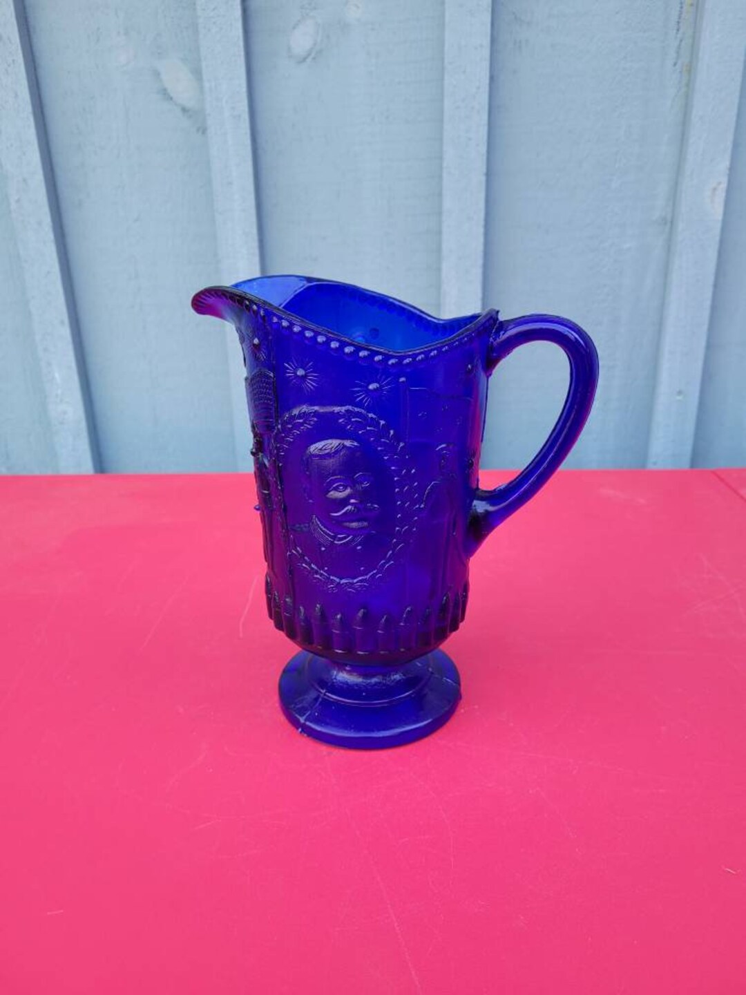 Reproduction Dewey Gridley Cobalt Blue Glass Water Pitcher Jug Etsy