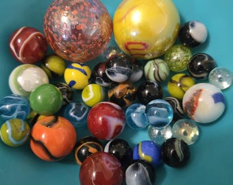 Vintage Lot of Collectible Marbles Various Sizes