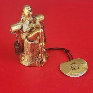 Brass Pixie Gnome Resting On Stump Figurine By Old Tyme Ware