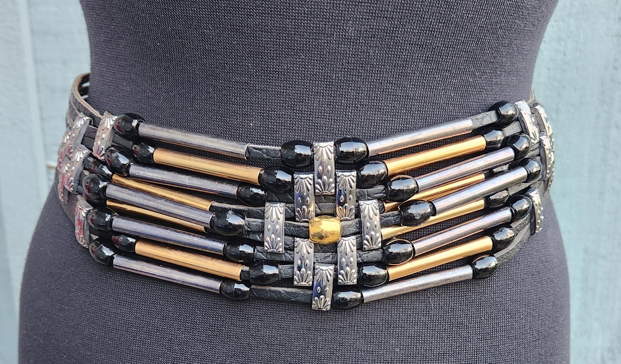 Jose Cotel Paris Ornate Leather and Metal Belt Designer Made  display picture 1