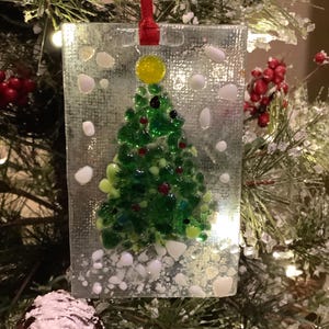 Fused Glass Christmas Tree Ornament