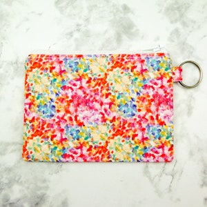 Bolsa de cremallera pequeña floral, bolsa de moneda, monedero, bolsa linda, regalo para ella, cartera pequeña, monedero colorido, titular de la tarjeta de regalo, llavero