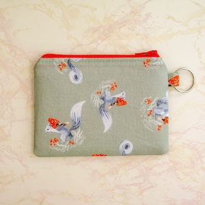 Bolsa con cremallera de hongos y ardillas, bolsa de monedas, monedero de monedas, regalo para ella, billetera de tarjeta de crédito pequeña, llavero para titular de tarjeta de regalo, regalo para adolescentes