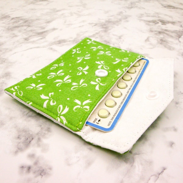 Mini Wallet, Reusable Gift Card Holder, Cute Padded Birth Control Pill Sleeve, Gift for Her, Business Card Case