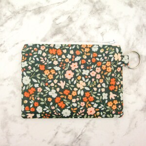 Bolsa de cremallera Cottagecore Woodland Forest, bolsa de monedas pequeña floral de otoño, monedero de monedas, regalo para ella, llavero del titular de la tarjeta de regalo, regalo para adolescentes