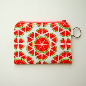 Pequeña bolsa de cremallera de sandía, bolsa de moneda rosa y verde, bolso de moneda, regalo para ella, cartera de tarjeta de crédito pequeña, titular de la tarjeta de regalo, llavero