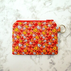 Bolsa con cremallera para pájaros, bolsa para llaveros, monedero para monedas, bolsa linda, regalo para ella, billetera pequeña para tarjeta de crédito, titular de tarjeta de regalo, regalo para adolescentes