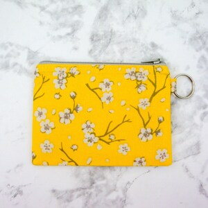 Bolsa de cremallera floral, bolsa de moneda pequeña colorida linda, monedero amarillo, regalo para ella, llavero del titular de la tarjeta de regalo, regalo adolescente