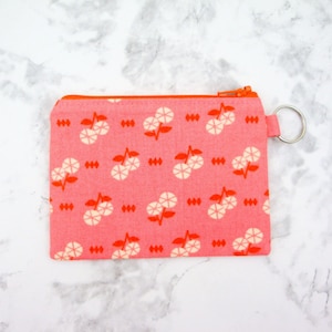 Bolsa de cremallera pequeña rosa, bolsa de moneda, monedero, bolsa linda, regalo para ella, cartera pequeña, monedero colorido, titular de la tarjeta de regalo, llavero