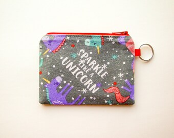 Coin Purse Teen Gift Unicorn Pouch Small Credit Card Wallet Gift for Her Cute Pouch Coin Pouch Gift Card Holder Small Zipper Pouch