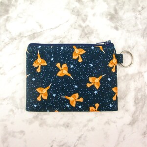 Estuche con cremallera de pájaro, estuche para llavero, monedero azul, estuche bonito, regalo para ella, tarjetero pequeño, tarjetero, regalo para adolescentes