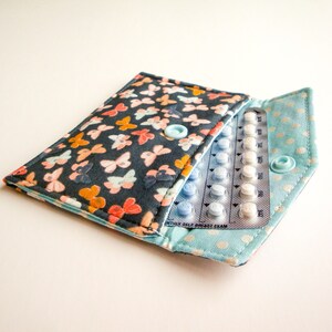 Moth Mini Wallet, Reusable Gift Card Holder, Business Card Case, Butterfly Birth Control Pill Sleeve, Small Snap Wallet, Gift for Her