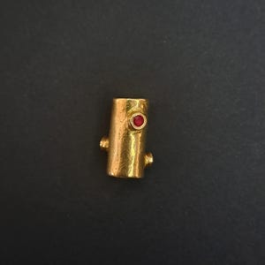 Handmade BrassBronze Lab Ruby Black Spinel White Sapphire 20.8mmx9.9mm Bead Spacer | Tube Bead