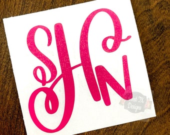 Monogrammed Decal | Initial Decal | Personalized Decal | Monogram Sticker | Tumbler Decal | Monogram Decal for Tumbler | Fun Monogram Decal