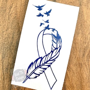 Cancer Ribbon | Colorectal Cancer | Diabetes Awareness | Autism | Colon Cancer | Awareness Decal | Blue Ribbon | Vinyl Sticker | Car Decal