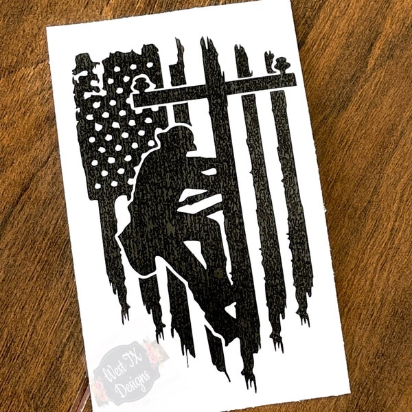 Lineman Decal | American Flag Decal | Electrician Decal | Lineman Sticker | American Flag Sticker | Electrician Sticker | Car Truck Decal