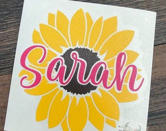 Sunflower Decal | Flower Decal | Personalized Sunflower | Daisy Decal | Personalized Decal | Cup Decal | Tumbler Decal | Name Decal |