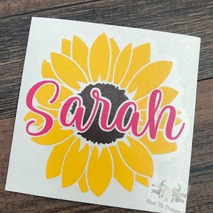 Sunflower Decal | Flower Decal | Personalized Sunflower | Daisy Decal | Personalized Decal | Cup Decal | Tumbler Decal | Name Decal |