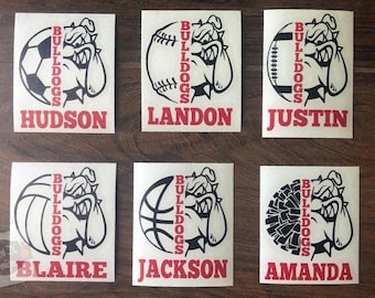 Bulldog Decal | Bulldog Soccer | Bulldog Baseball | Bulldog Football | Bulldog Volleyball | Bulldog Basketball | Bulldog Cheer | Mascot