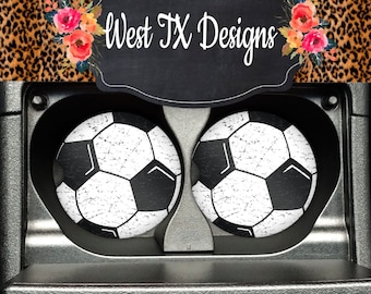 Soccer Car Coaster | Car Coasters set of 2 | Car Accessories | Sports Car Coaster | Sandstone Car Coaster | Rubber Car Coaster | Soccer Mom