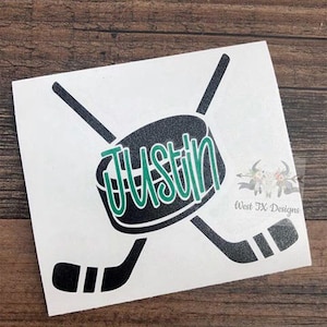 Hockey Decal | Hockey Sticker | Sports Decal | Personalized Hockey Decal | Hockey Puck | Hockey Sticks | Car Window Decal | Tumbler Decal