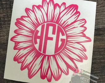 Gerbera Daisy | Gerber Daisy Decal | Flower Decal | Flower Monogram | Gerber Daisy Monogram | Personalized Flower | Car Decal | Cup Decal