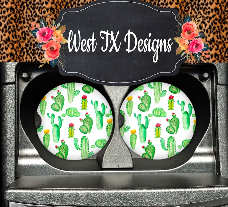 Cactus Car Coasters Car Coasters Set of 2 Sandstone Car Etsy