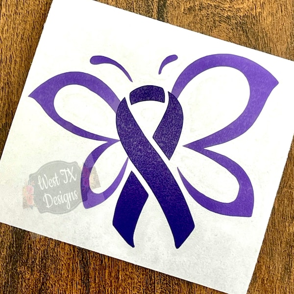 Purple Awareness Butterfly Decal | Lupus Awareness Decal | Epilepsy Awareness Decal | Butterfly Sticker | Awareness Sticker | Ribbon Decal