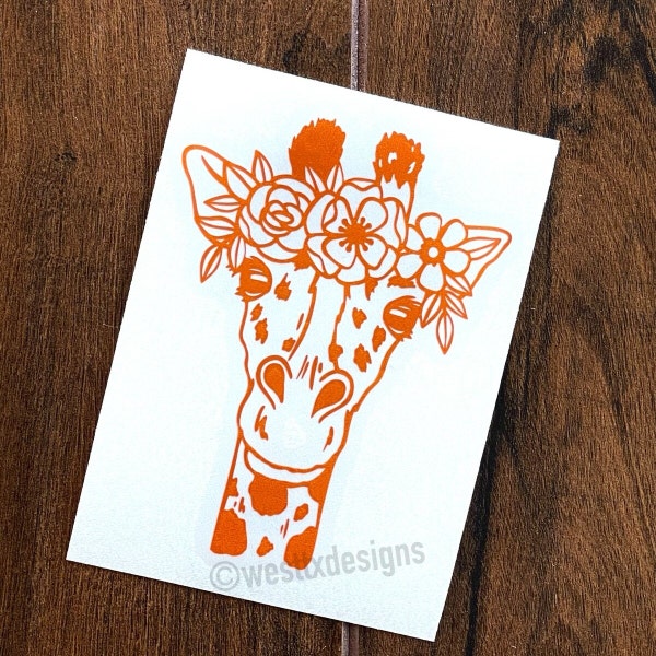 Giraffe Decal - Floral Giraffe Decal - Boho Decal - Boho Giraffe - Floral Boho Sticker - Car Window Decal - Tumbler Decal - Cup Decal