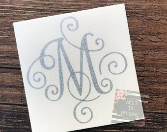 Glitter Decal | Tumbler Decal | Monogrammed Decal | Initial Decal | Car Decal | Glitter Sticker | Personalized Decal | Swirly Decal