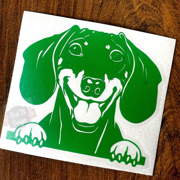 Dachshund Decal | Peeking Dachshund Decal | Dachshund Sticker | Doxie Decal | Weiner Dog Decal | Dog Decal | Car Window Decal | Animal Decal