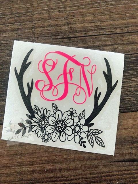 Personalized Mr. and Mrs. Tumbler Decals with Antlers Vinyl