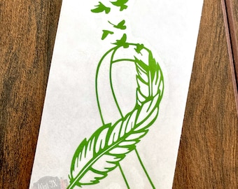 Cancer Ribbon | Lyme Disease | Lymphoma | Depression | Muscular Dystrophy | Non Hodgkins | Lime Green Ribbon | Vinyl Sticker | Car Decal