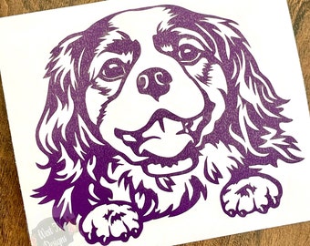 Cavalier King Charles Decal | Peeking Cavalier King Charles | Cavalier King Charles Sticker | Dog Decal | Car Decal | Dog Treats Decal