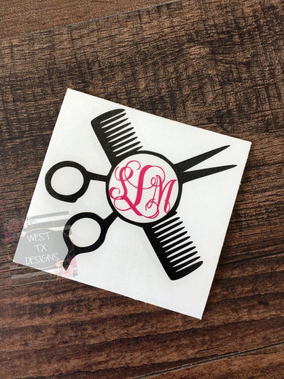 Hair Dresser Decal Hair Stylist Decal Monogrammed Hair Etsy