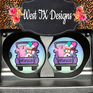 Nurse Car Coasters | Car Coasters set of 2 | Sandstone Car Coasters | Rubber Car Coasters | Car Accessories | RN Car Coaster | Nurse Life