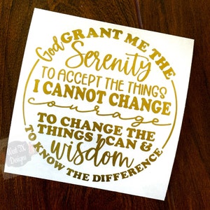 Serenity Prayer Decal | Recovery Decal | Sobriety Decal | God Grant Me the Serenity | Car Window Decal | Tumbler Decal | Prayer Sticker