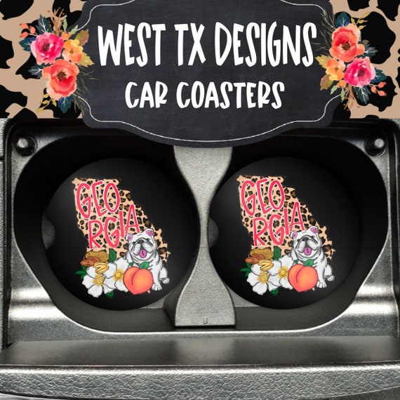 Leopard Car Coasters Set of 2 Car Coasters Sandstone Car Coasters Rubber Car  Coasters Car Accessories Personalized Car Coasters 
