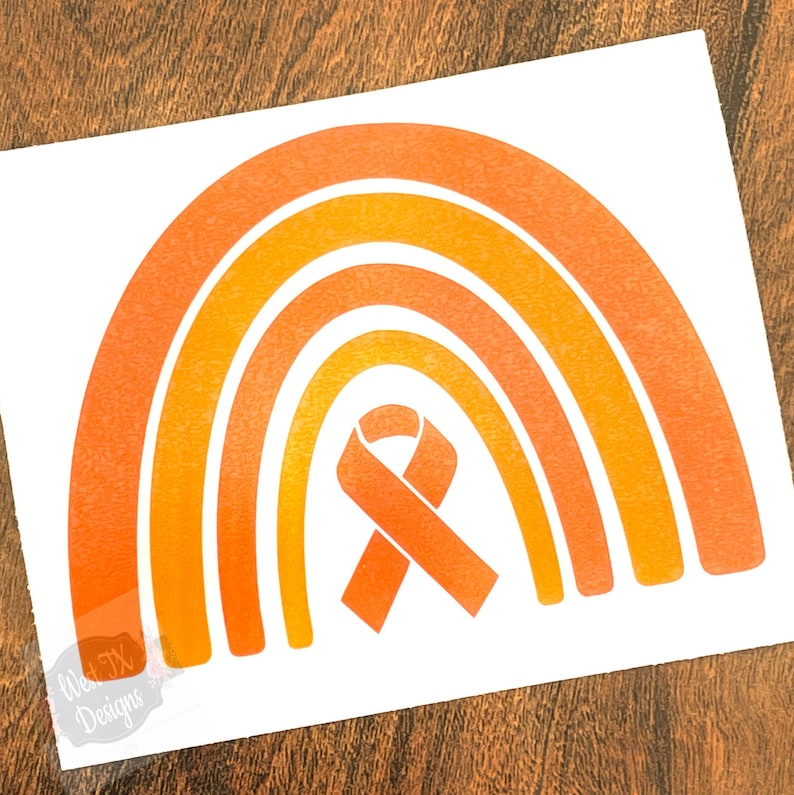 Peut inclure: Arc-en-ciel aquarelle orange et jaune avec un ruban orange au centre.