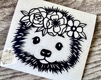 Hedgehog Decal | Hedgehog Sticker | Floral Hedgehog Decal | Boho Decal | Boho Hedgehog | Cute Cat Sticker | Car Window Decal | Tumbler Decal
