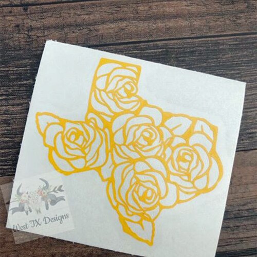 Texas Decal Yellow Rose of Texas Texas Rose Decal Car Etsy