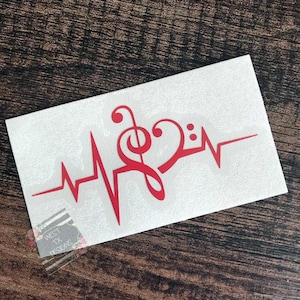 Music Decal | Music Note Decal | Heartbeat Decal | Music Love Decal | Music Note | Car Window Decal | Tumbler Decal | Laptop Decal | Treble