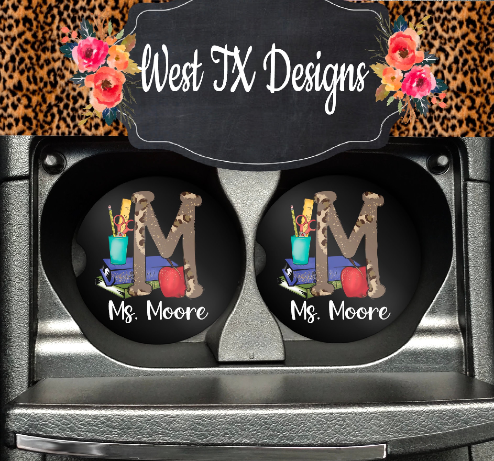 Teacher Car Coasters Set of 2 Car Coasters Teacher Etsy Australia