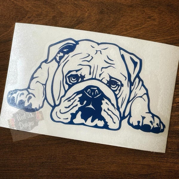 American Bulldog Decal | Peeking Bulldog Decal | Bulldog Sticker | Peeking Dog Sticker | Dog Decal | Dog Sticker | Bulldog Lover | Car Decal
