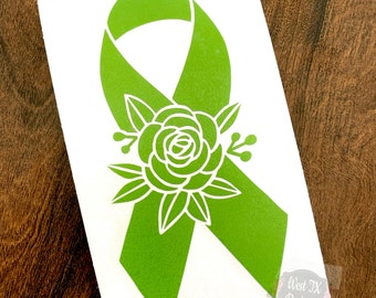 Cancer Ribbon | Lyme Disease | Lymphoma | Depression | Muscular Dystrophy | Awareness Decal | Lime Green Ribbon | Vinyl Sticker | Car Decal
