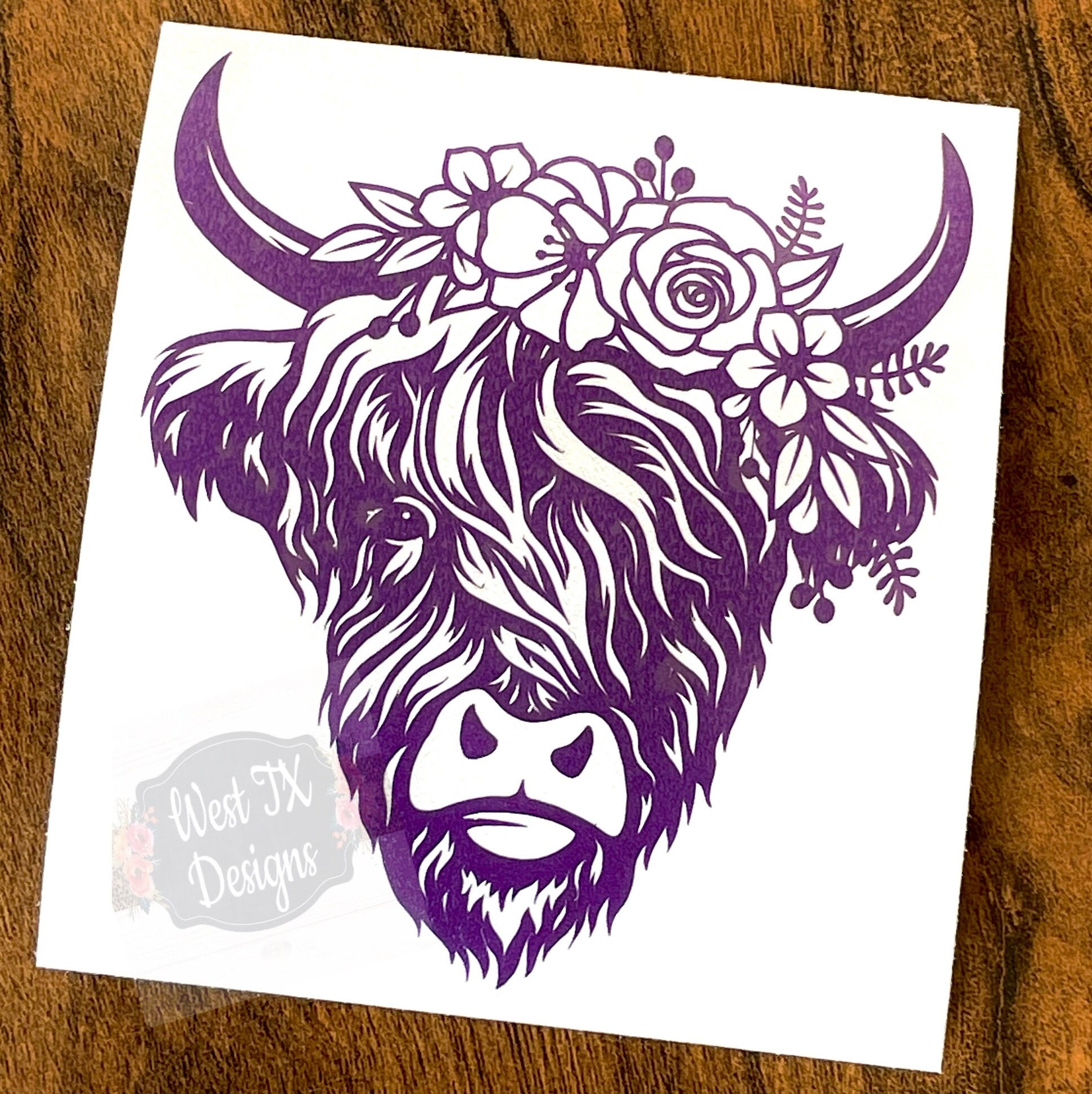 Highland Cow Decal Cow Sticker Heifer Decal Car Window Etsy
