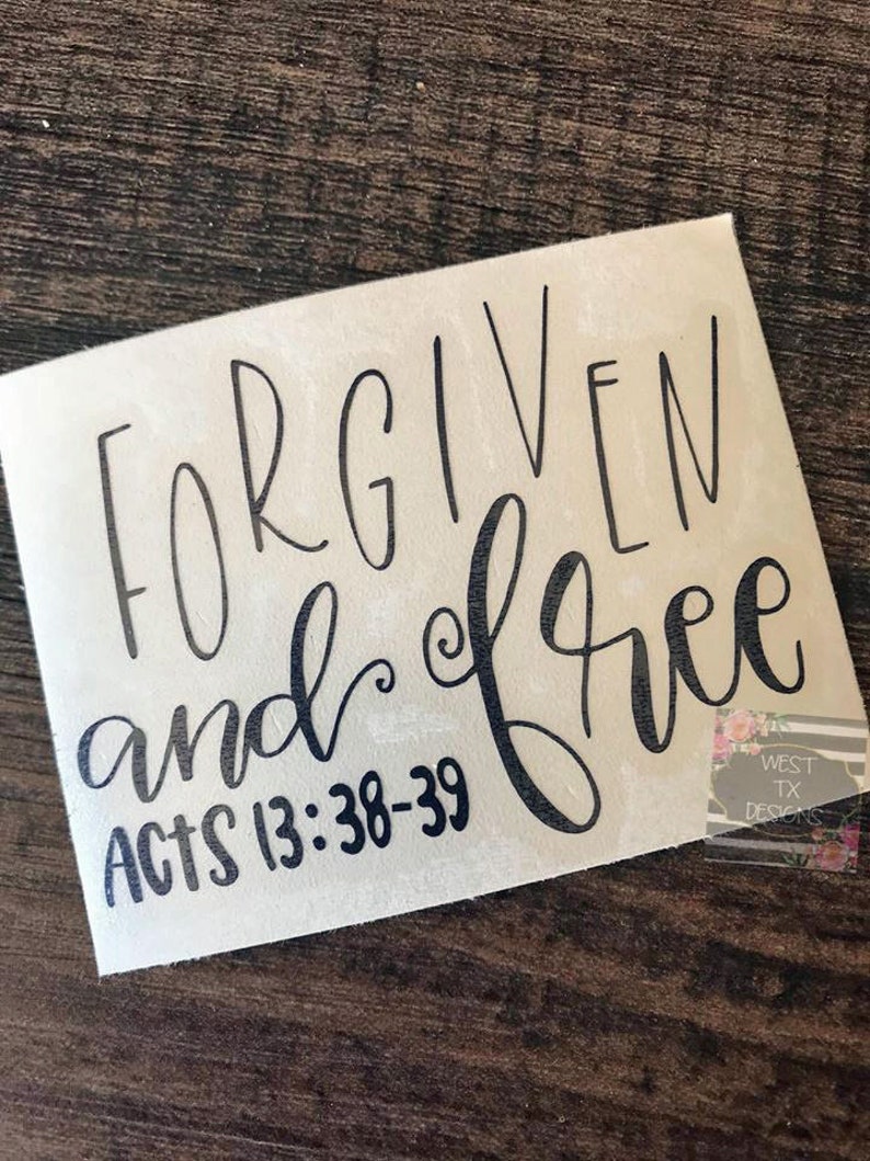Forgiven and Free Acts 13: 38-39 Bible Verse Decal - Etsy