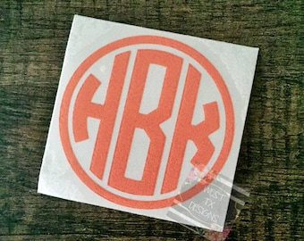 Circle Monogram Decal | Personalized Decal | Tumbler Decal | Monogrammed Sticker | Personalized Sticker | Simple Monogram Decal